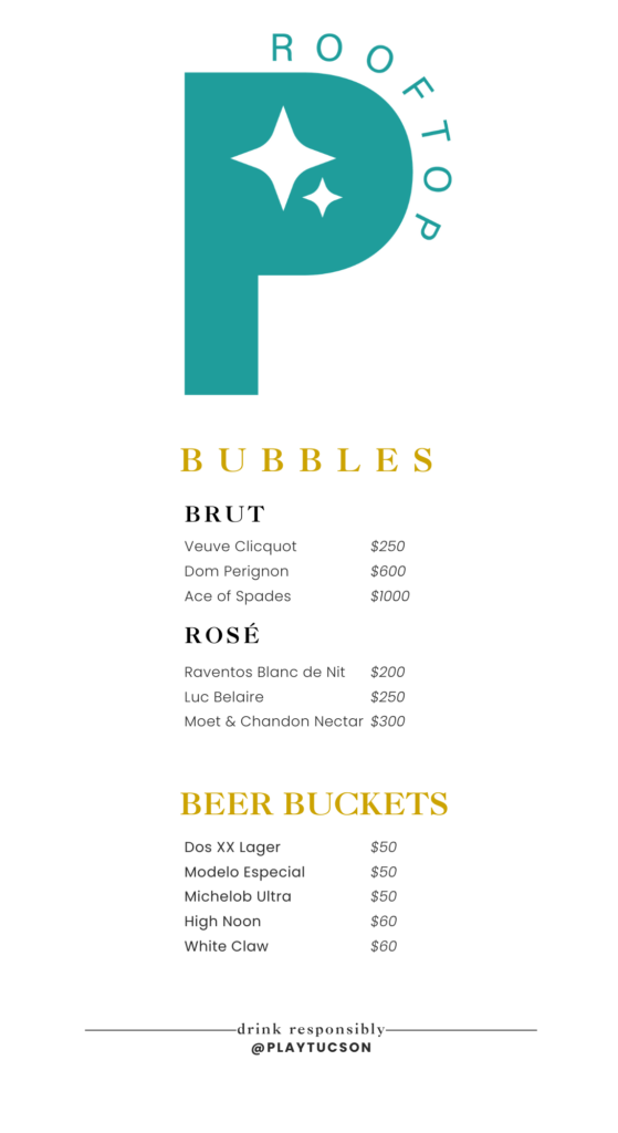 Bottle Service Menu 2026